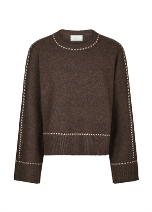 Roeme knit stitch bluse Brown Melange Neo Noir 